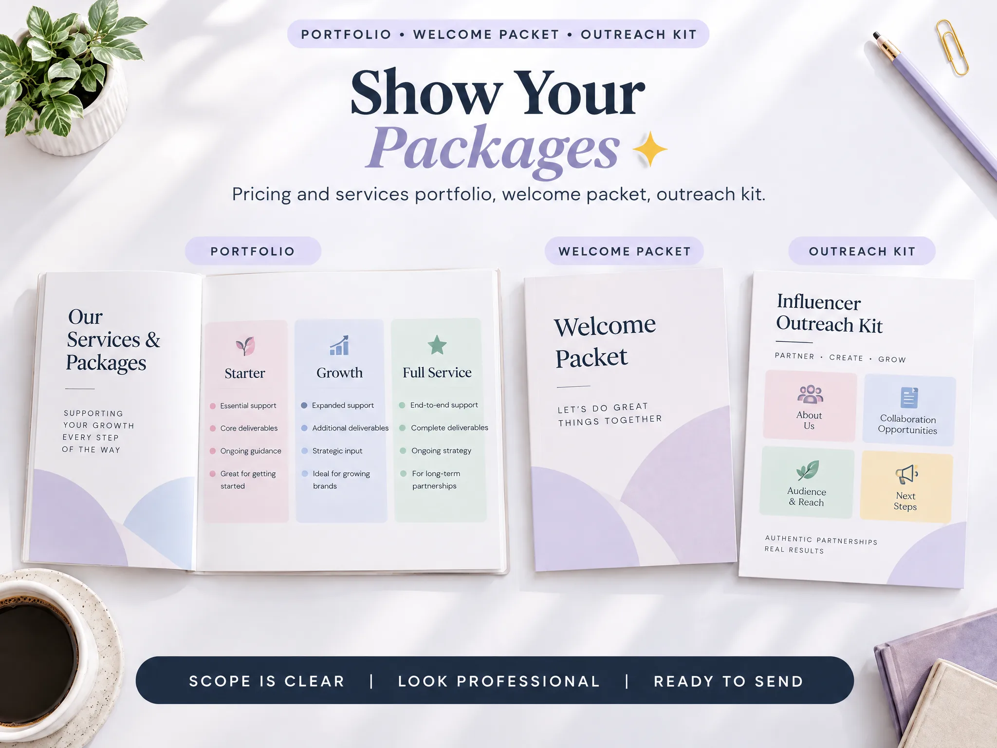 A services and packages page to show clients
